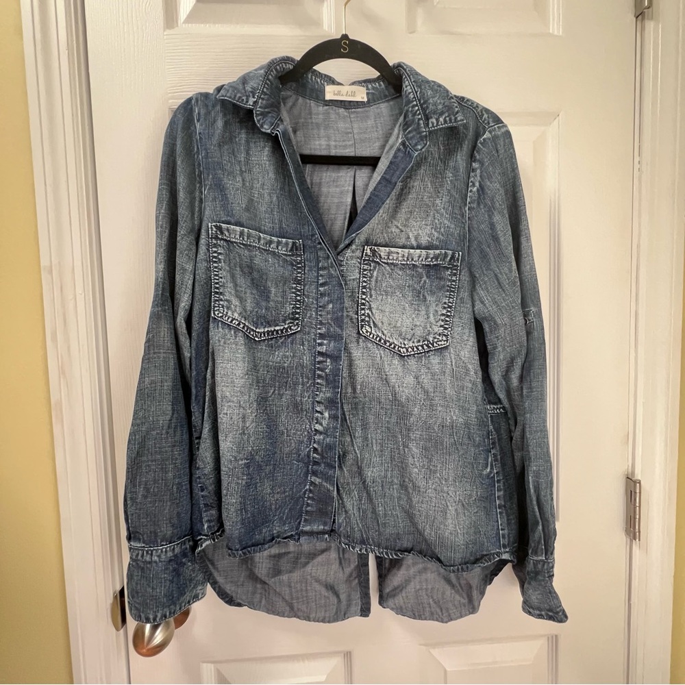 Bella Dahl Denim Split Back Button Down In Sea Sp… - image 1